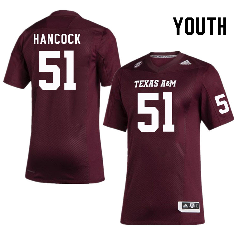 Youth #51 Levi Hancock Texas A&M Aggies College Football Jerseys Stitched Sale-Maroon